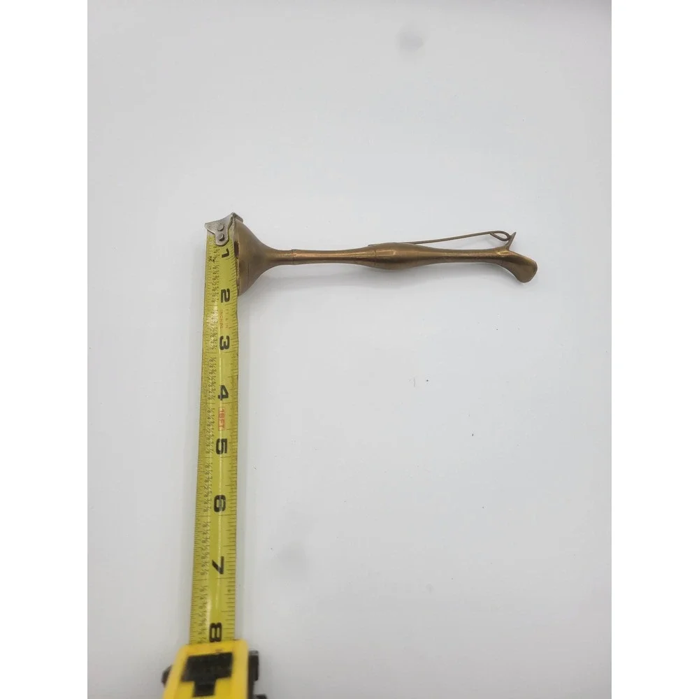 Vintage Solid Brass Bud Vase Tall Slender Handle Mid Century Modern Gold 7.5in